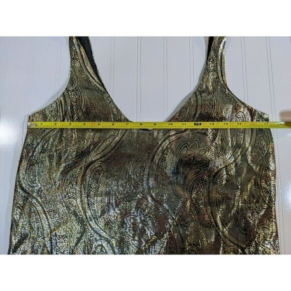 J. Crew Silk Blend Tank Women Metallic Foil Sleeveless Flowy V-Neck Sz 0 - Picture 7 of 8